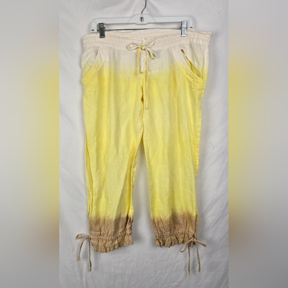 Juicy Couture VTG Relaxed Fit Linen Drawstring Capri Pants Hippie Ombre sz L